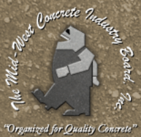 The logo of organized for quality concrete in brown with a man on it