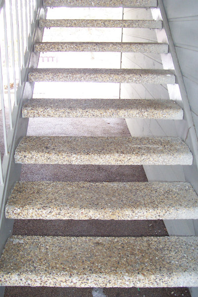 A freshly made brick stair on the inside of a house